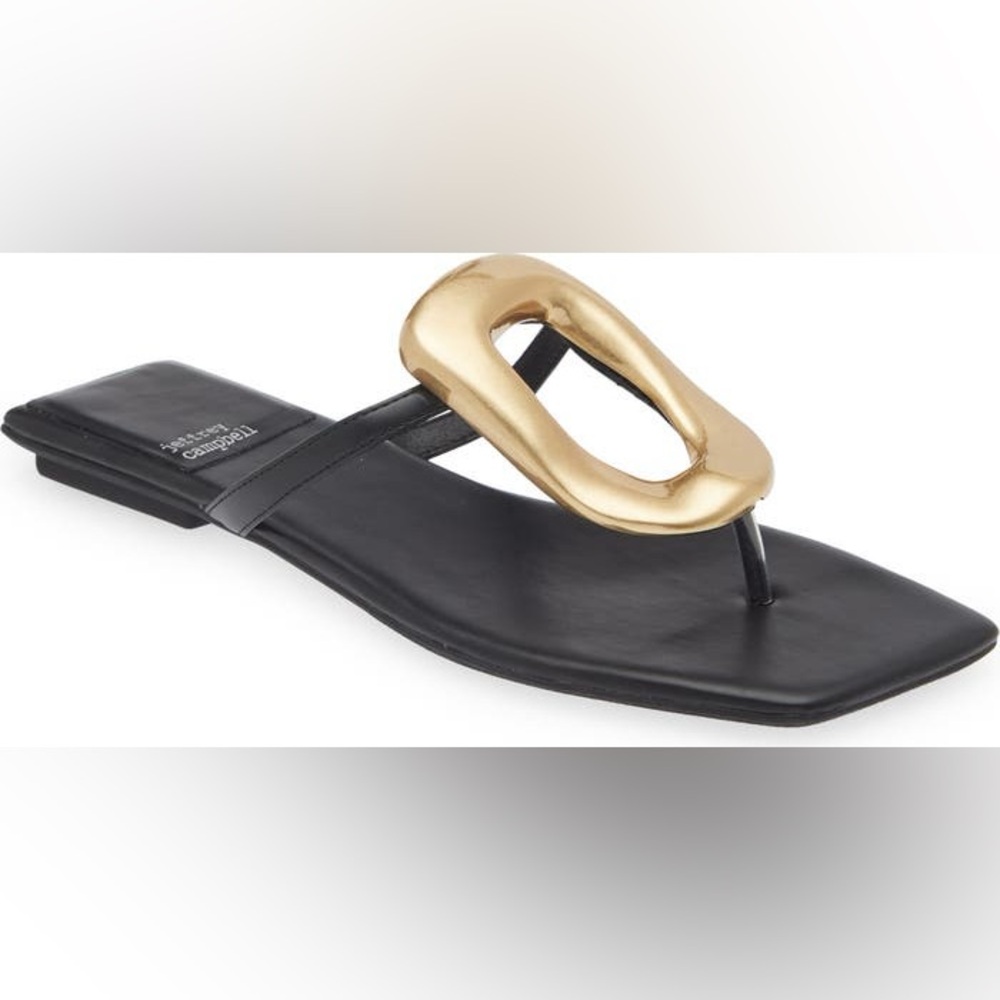 Jeffrey Campbell Linques Flip Flop – Black/Gold (Size 6.5)